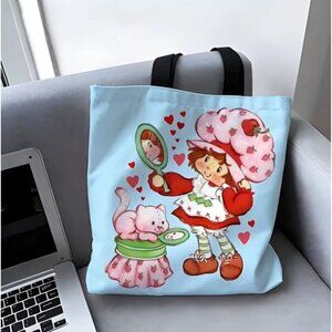 Strawberry Shortcake Canvas Tote Bag Double-Sided Print Large Shoulder Bag Cute